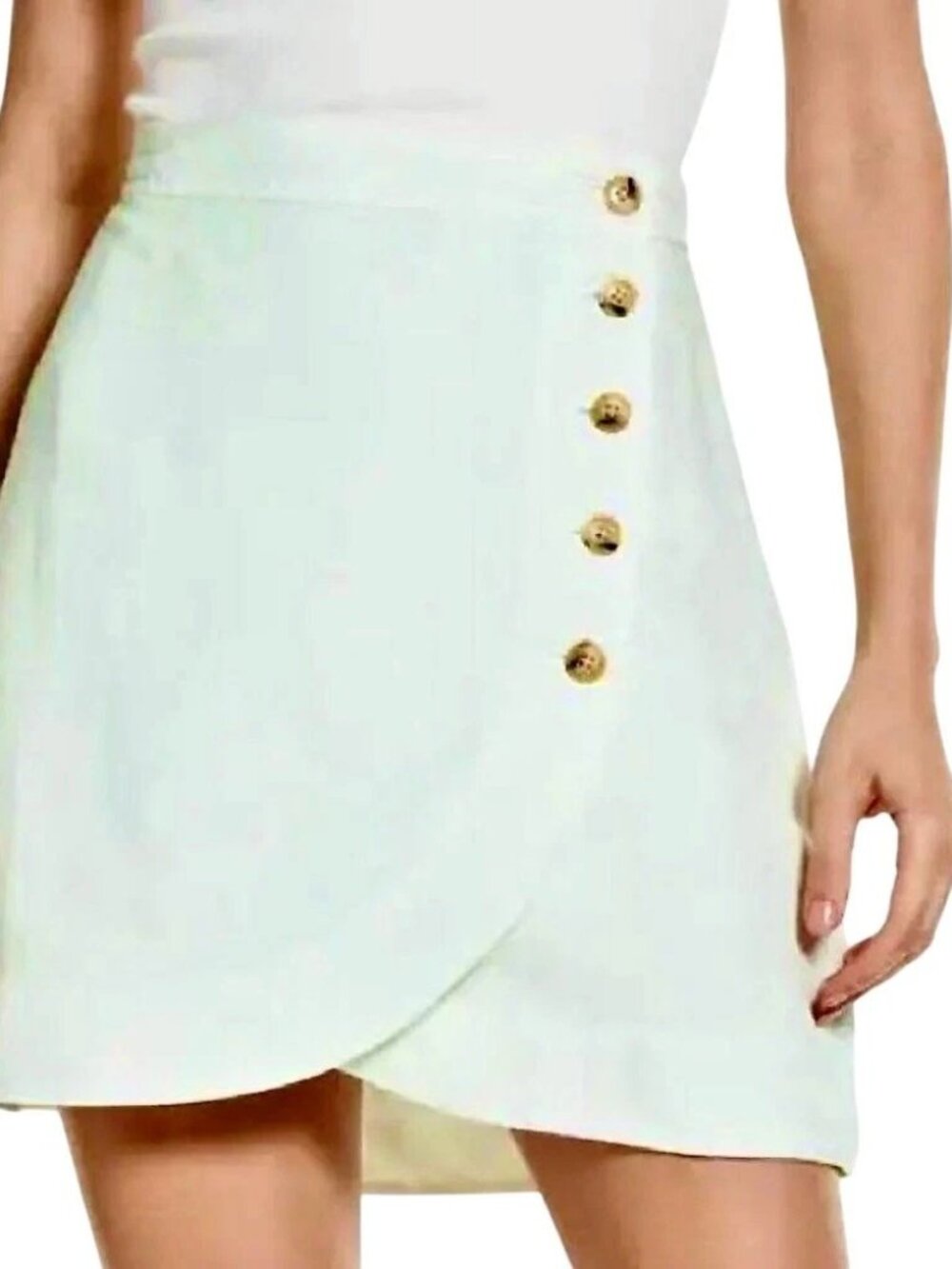 Madewell Linen Blend Mint Green Button Front Wrap Skort NWT Mini Tulip New
